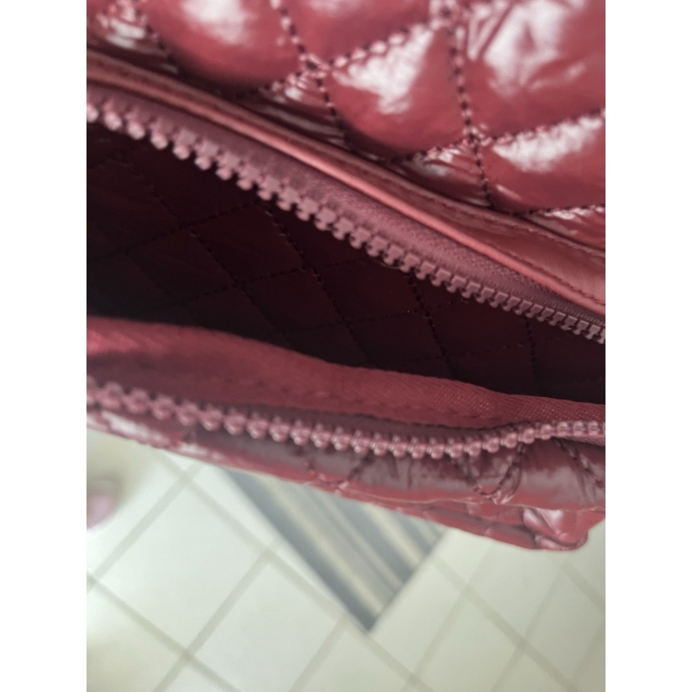 HeartLove Quilted Leather Backpack Burgundy Multi Pocket Travel Bag NWT - Picture 10 of 12